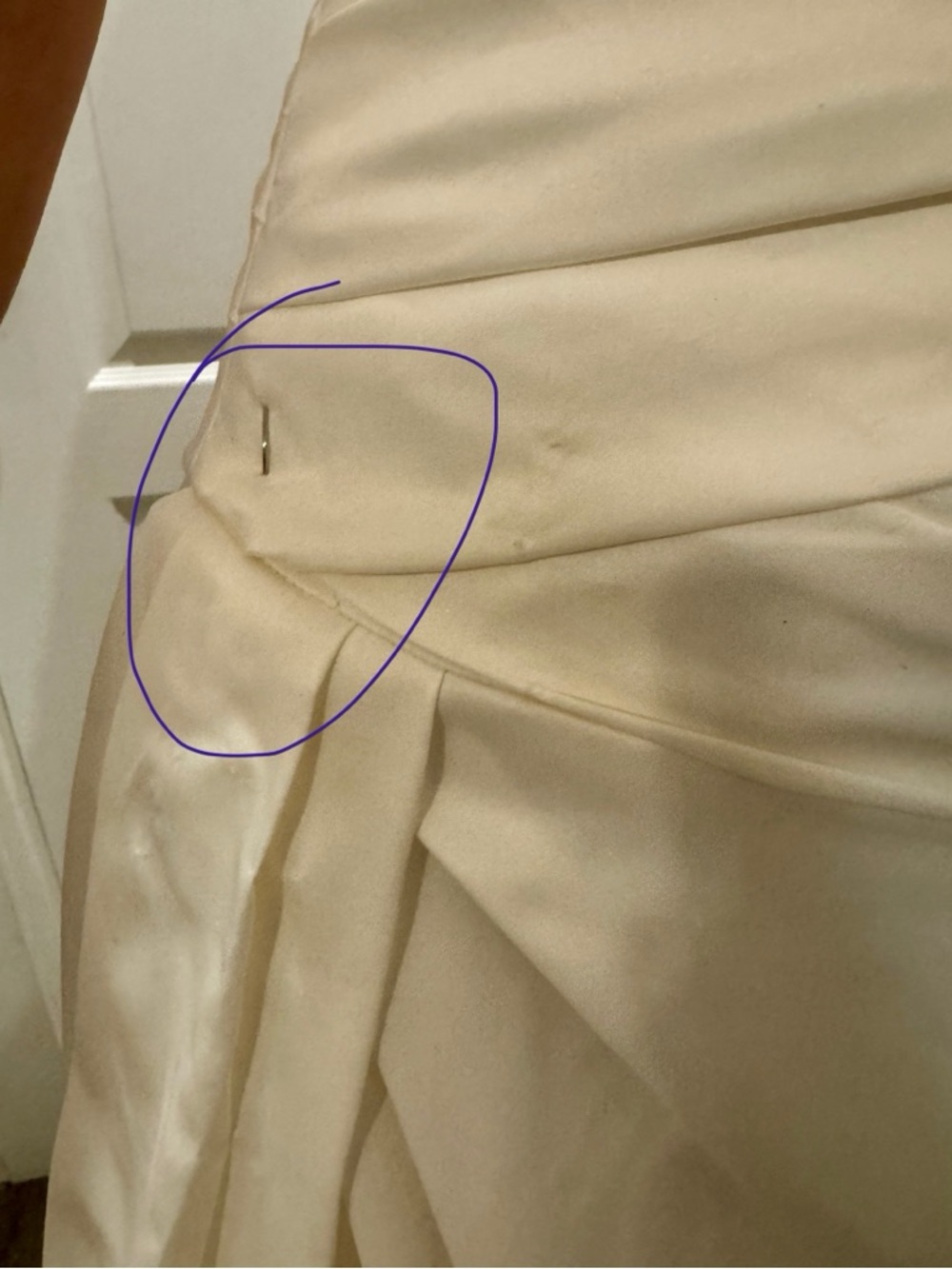 David's Bridal Strapless Ivory Ruched Satin Gown - Picture 3 of 4